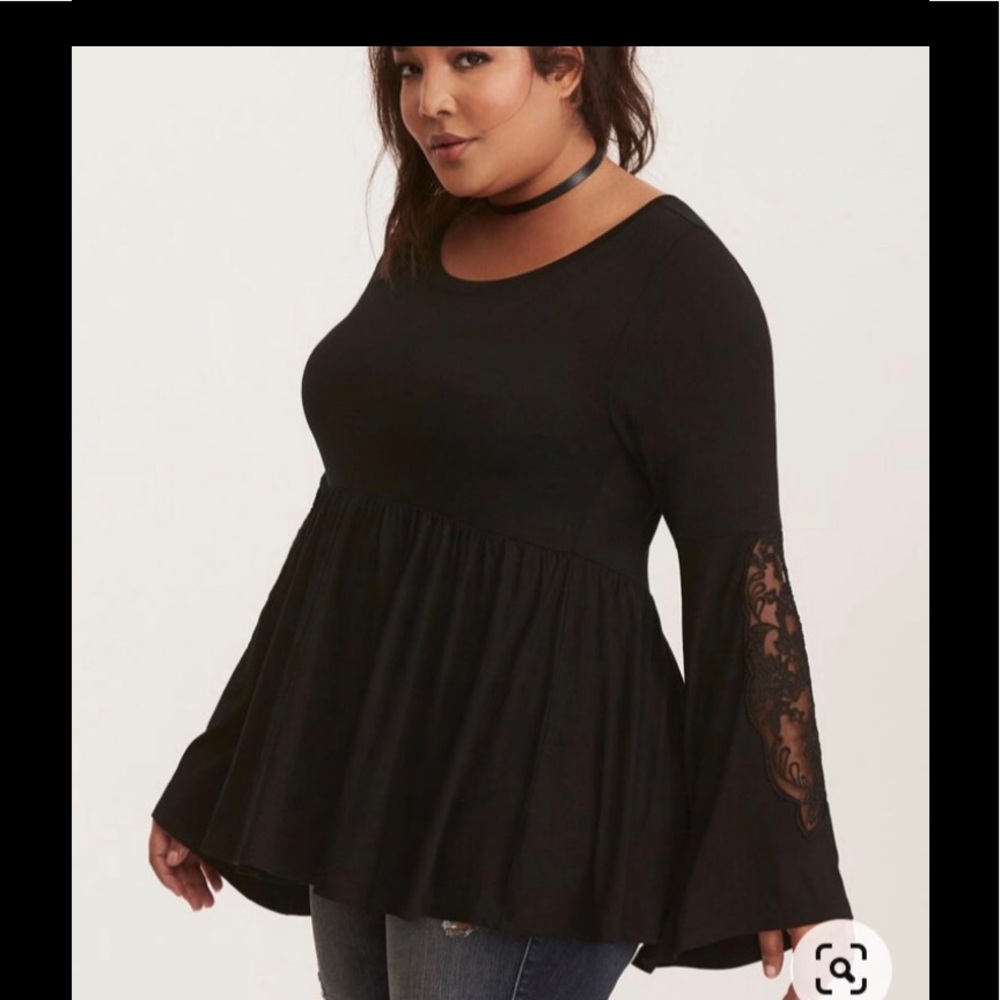 Torrid black bell sleeve babydoll